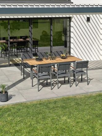 DCB Garden Conjunto de comedor de jard&iacute;n de 6 plazas - acacia