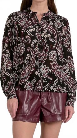 Elan Paisley Blouse In Black