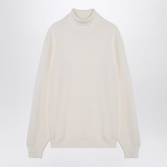 Tagliatore White Virgin Wool Turtleneck