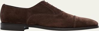 Ferragamo Mens Boston Suede Cap Toe Oxford Shoes