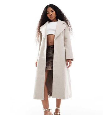 Forever New Cappotto lungo a portafoglio color crema elegante-Bianco