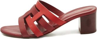 Herm&egrave;s Sandali slides Amika con tacco largo - Rosso