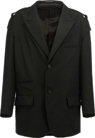 Yohji Yamamoto Single Breasted Blazer With Strap Detail