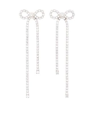 Self Portrait Crystal Droplet Bow Earrings