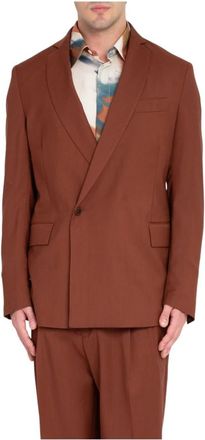 Costumein 1-knoops wollen blazer in 9915 - Heren - Blazers - Bruin - S - Wol - Jassen