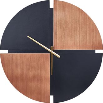 Beliani Beliani - Reloj De Pared Cl&aacute;sico Con Forma Oval Madera Clara Y Negro 60 Cm Aramon