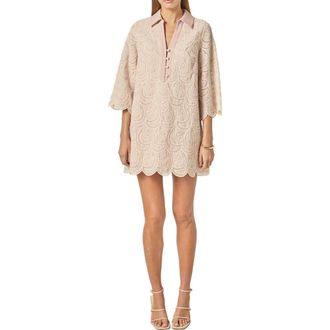 English Factory Embroidered Scallop Hem Minidress in Light Pink at Nordstrom, Size X-Small