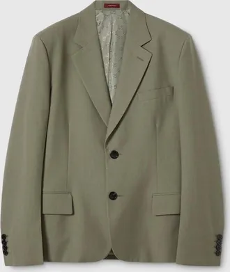 Gucci Single-breasted Dry Wool Jacket, Green, Ready-to-wear
