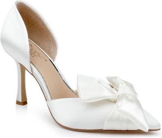 Badgley Mischka Sidney Pointed Toe dOrsay Pump in Ivory Satin at Nordstrom, Size 7.5