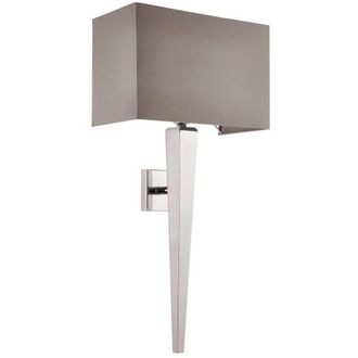 Loops Rectangular Dimmable Wall Light Chrome & Grey Shade Modern Bedside Lamp Fitting