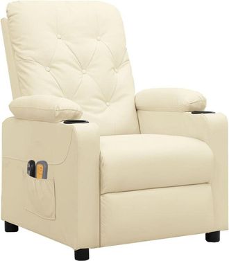 vidaXL Sill&oacute;n De Masaje El&eacute;ctrico Cuero Sint&eacute;tico Crema Vidaxl