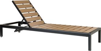 Beliani Beliani - Tumbona De Jard&iacute;n De Metal Negro Madera Clara Pl&aacute;stica Respaldo Reclinable Nardo