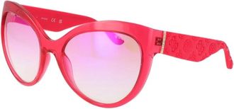 Guess Roze Spiegelende Ronde Zonnebril Roestvrij Staal - Dames - Zonnebrillen - Roze - ONE Size - Accessoires