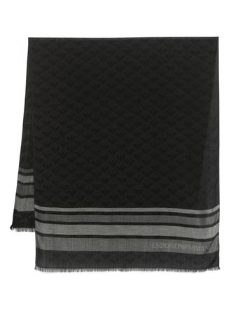 Emporio Armani Sciarpa con logo jacquard - Grigio