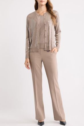 Anne Klein Sequined Crewneck Sweater Tank in Natural Clay at Nordstrom, Size X-Large