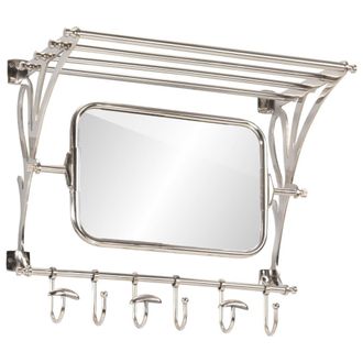 vidaXL Vidaxl - Soporte De Equipaje Con Perchas Y Espejo De Pared Aluminio