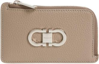 Ferragamo Portacarte Leather Card Holder in Warm Taupe Dusty Pink at Nordstrom