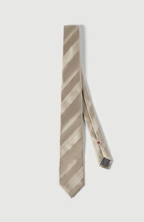 Brunello Cucinelli Striped silk tie in Ivory at Nordstrom