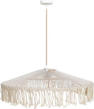 Beliani Beliani - Lámpara colgante estilo boho flecos cuerda de papel tejida blanco Akobo