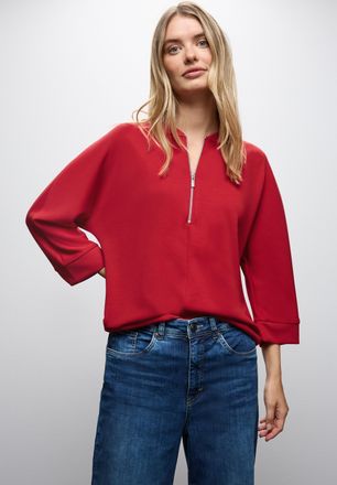 Street One Sweatshirt STREET ONE, Damen, Gr. 38, racing rot, Sweatware, Obermaterial: 46% Modal, 46% Polyester, 8% Elasthan, unifarben, regular fit normal, Rundh