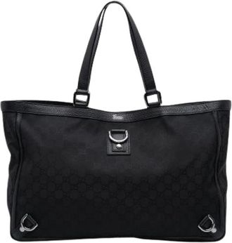 Gucci Pre-owned Tote Bags, female, Black, Size: ONE SIZE Pre-owned Canvas Tote