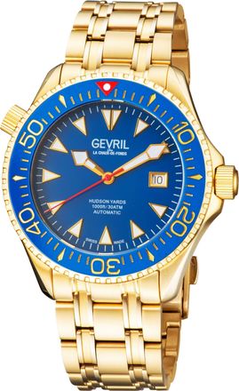 Gevril Group Swiss Automatic Hudson Yards blue dial Gold watch