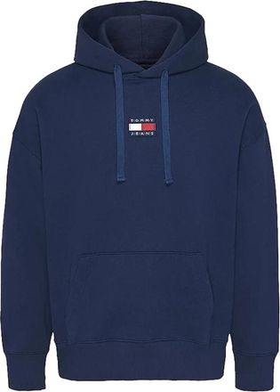 Tommy Jeans Blauwe Biologisch Katoenen Hoodie met Iconisch Badge - Heren - Hoodies - Blauw - 2XL - Katoen - Hoodies & sweatvesten