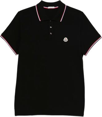 Moncler logo-patch polo shirt - men - Cotton - L - Black