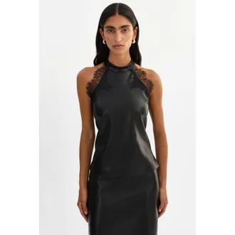 LaMarque GINNY | Laced Faux Leather Top in Black at Nordstrom, Size Xx-Small