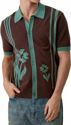 Wax London Tellaro Short Sleeve Shirt In Brown/sage