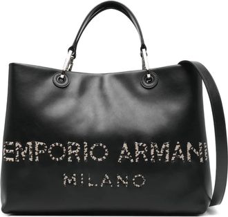 Emporio Armani Shopper met logo applicatie - Zwart