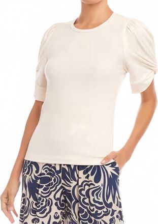 Karen Kane Twist Sleeve Tee In Cream