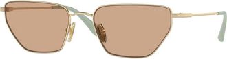 Vogue Eyewear Onregelmatig Metalen Frame Zonnebril - Dames - Zonnebrillen - Geel - 56 MM - Accessoires