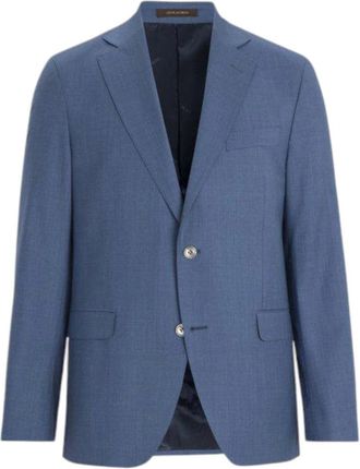 Oscar Jacobson Blauwe Habijtjas Klassieke Stijl - Heren - Blazers - Blauw - L - Wol - Jassen