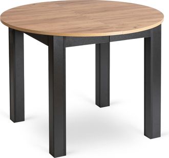 OEM Mesa Redonda Extensible Harry De 102-142 Cm, Fabricada En Roble Artesanal/negro, Estilo Moderno