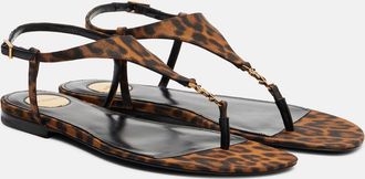 Saint Laurent Cassandra leopard-print grosgrain sandals