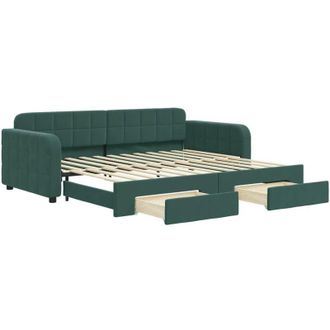 vidaXL Sof&aacute; Cama Nido Con Cajones Terciopelo Verde Oscuro 90x200 Cm Vidaxl