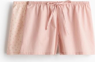 H&M 2er-Pack Schlafshorts - Pfirsichrosa/Gestreift