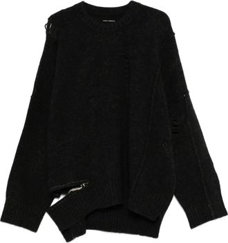 Isabel Benenato Maglione con effetto vissuto in misto lana merino - Grigio