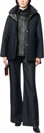 Moorer Hooded Quilted Coat Jacket In Blue
