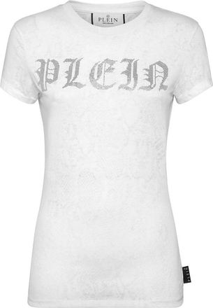 Philipp Plein T-Shirt Ronde Hals Gothic Plein - Dames - T-shirts - Wit - XS - Katoen - Tops