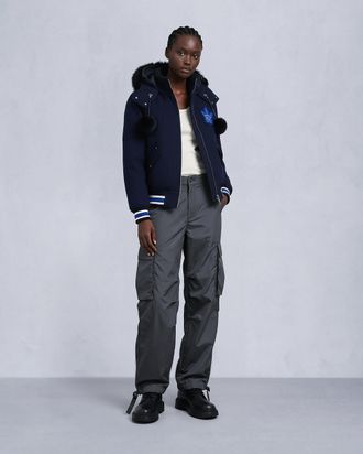 Moose Knuckles Womens Nhl X Moose Knuckles Maple Leafs Bomber Jacket