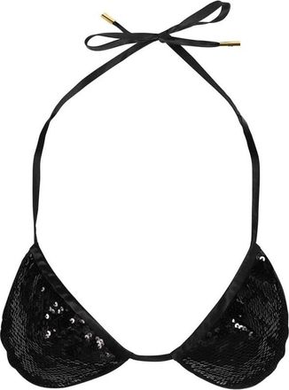 Tom Ford Sequin Triangle BH met Verstelbare Bandjes - Dames - Bikinis - Zwart - 2XS - Polyester - Badmode