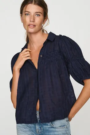 Pilcro Everlyn Puff-Sleeve Swing Blouse by Pilcro