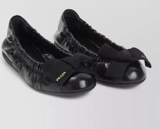 Prada ballerina shoes bow detail elastic trim