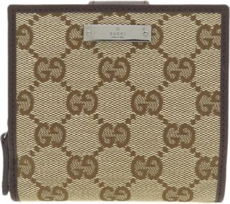 Gucci Brown Canvas Leather Wallet (Bi-Fold) (Pre-Owned)