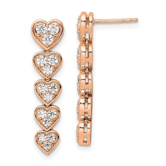 Diamond2Deal 14k Gold 1 ct Lab Grown Diamond Heart Dangle Earrings VS Clarity, D-E Color