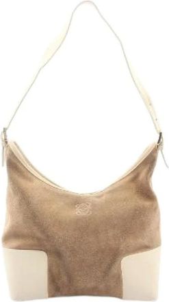 Loewe Pre-owned Shoulder Bags, female, Beige, Size: ONE SIZE Pre-owned Anagram Leather Shoulder Bag
