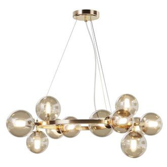 Maytoni Lampadario Contemporaneo Dallas Metallo Oro 11 Luci Diffusori Vetro Cognac