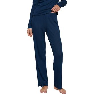 Eberjey Pointelle Rib Pajama Pants in Navy at Nordstrom, Size X-Small